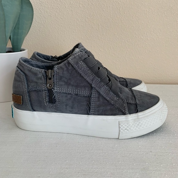 Blowfish Malibu Mamba Gray Washed Canvas Platform Sneakers Woman’s 8.5 - Picture 4 of 14